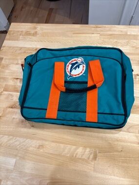 Teal Laptop Briefcase with Orange Handles and Team Emblem
